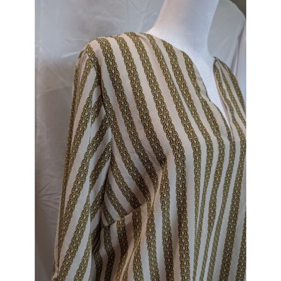 Michael Kors Women's Size 2X Chain Link Print Designer Tunic Blouse Shirt Top - Picture 2 of 13